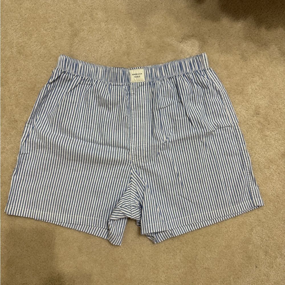 Men’s American Eagle Outfitters Blue and White Striped Boxers M (32-34) NWOT